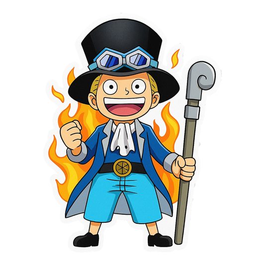 Smeeps Sabo Chibi Sticker – 10.16 x 7.62 cm Fire Anime Vinyl Decal | Cute One Piece Character | Waterproof & UV Resistant for Bikes, Cars & Laptops