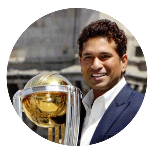 Smeeps Sachin Tendulkar Sticker – 10.16 cm (4 Inch) World Cup Trophy Vinyl Decal | Cricket Legend Fan Round Sticker | Waterproof UV Resistant