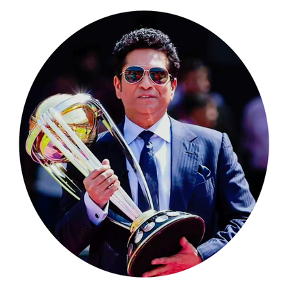 Smeeps Sachin Tendulkar Trophy Sticker – 10.16 cm (4 Inch) Legendary Cricket Vinyl Decal | Waterproof UV Resistant Round Sticker