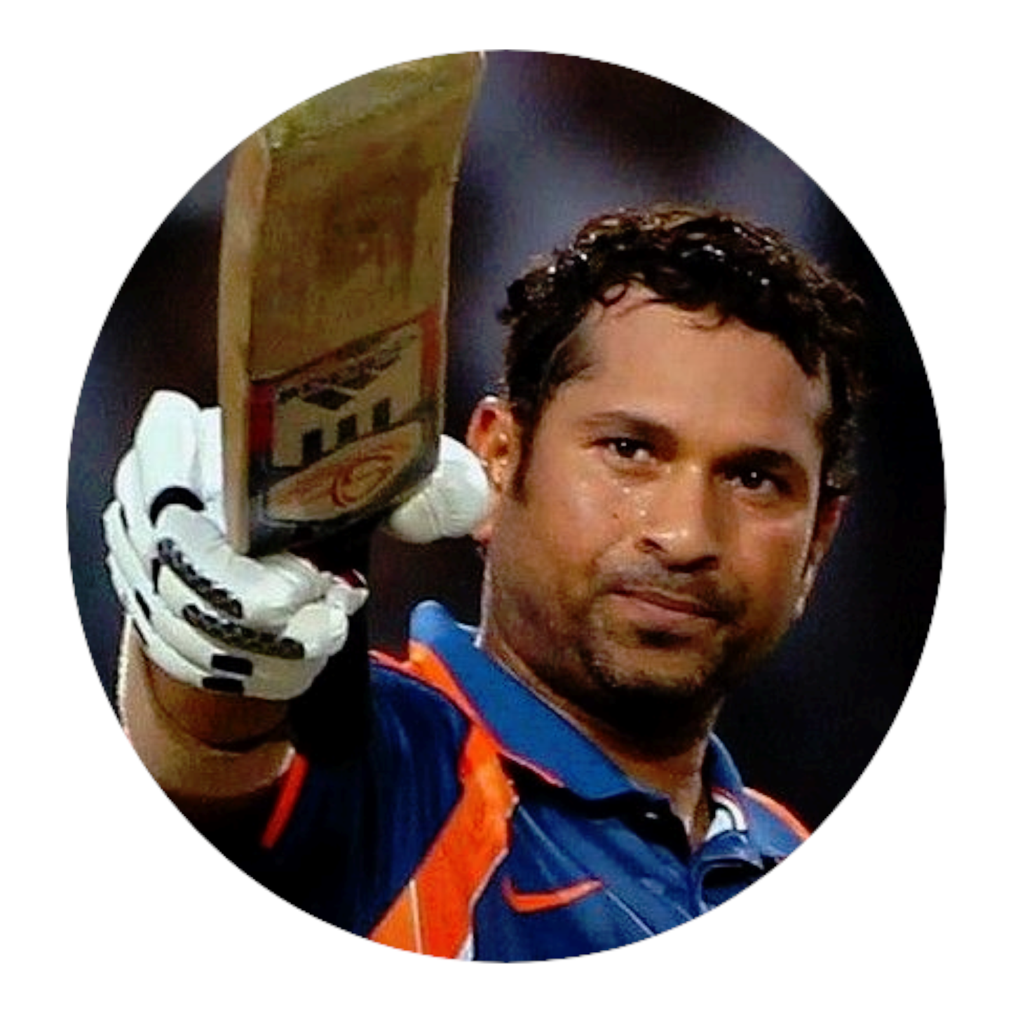 Smeeps Sachin Tendulkar Sticker – 10.16 cm (4 Inch) Cricket Legend Vinyl Decal | India Jersey Iconic Pose | Waterproof UV Resistant Round Sticker