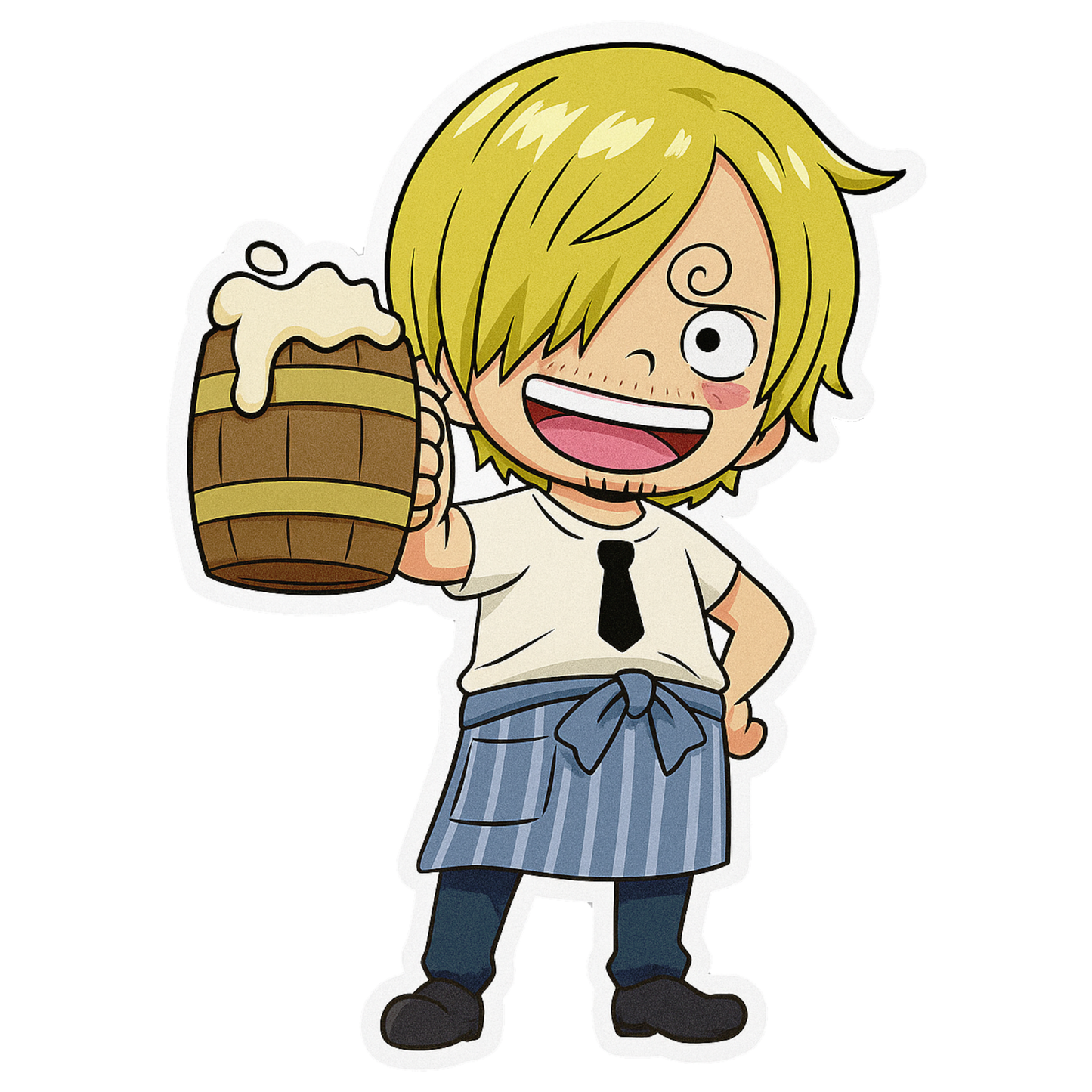 Smeeps Sanji Chibi Sticker – 10.42 x 7.62 cm Car & Bike Vinyl Decal | Cute Anime Chef Design | Waterproof & Durable