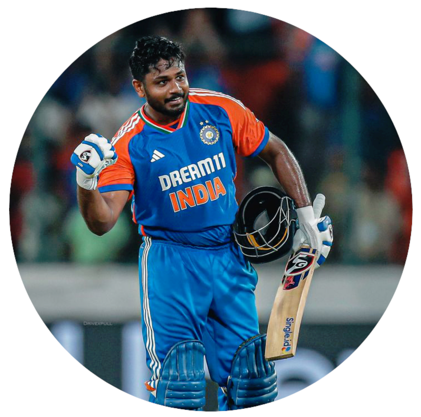 Smeeps Sanju Samson Sticker – 10.16 cm (4 Inch) Indian Cricket Star Fan Vinyl Decal | Waterproof UV Resistant Round Car & Bike Sticker