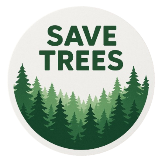 Smeeps Save Trees Round Sticker | 14 x 14 cm | Eco-Friendly Vinyl Decal for Car