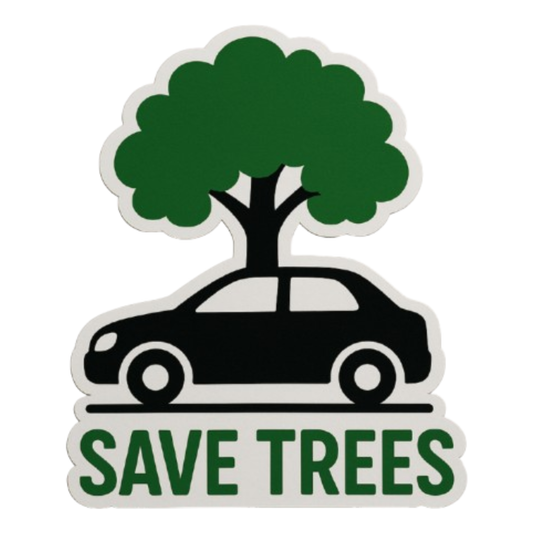 Smeeps Save Trees Cutout Sticker | 16.8 x 14 cm | Unique Tree & Car Shape Vinyl Decal for Car