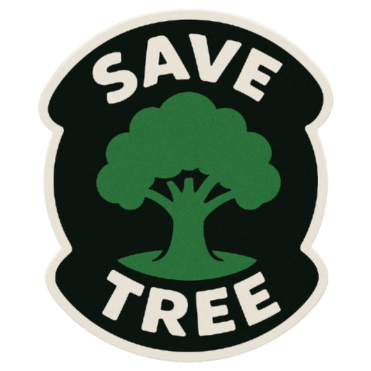 Smeeps Save Tree Custom Shape Sticker | 16.6 x 14 cm | Eco Message Vinyl Decal for Car