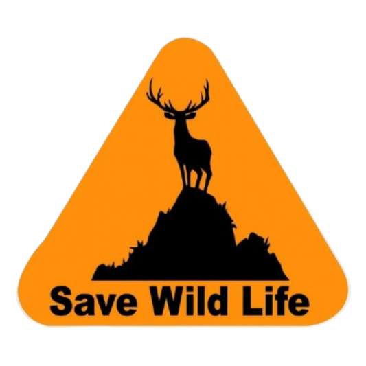 Smeeps Save Wildlife Sticker – 8.9 x 8.2 cm Triangle Design with Deer Silhouette | Bright Orange Safety Decal | Waterproof & Fade Resistant