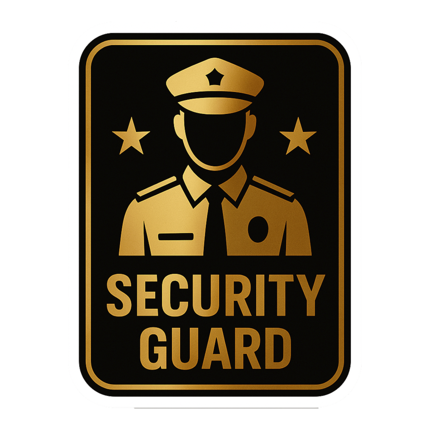 Smeeps Security Guard Sticker – 11.69 x 15.24 cm Gold & Black Notice Sign | Waterproof, Durable & High-Visibility Vinyl