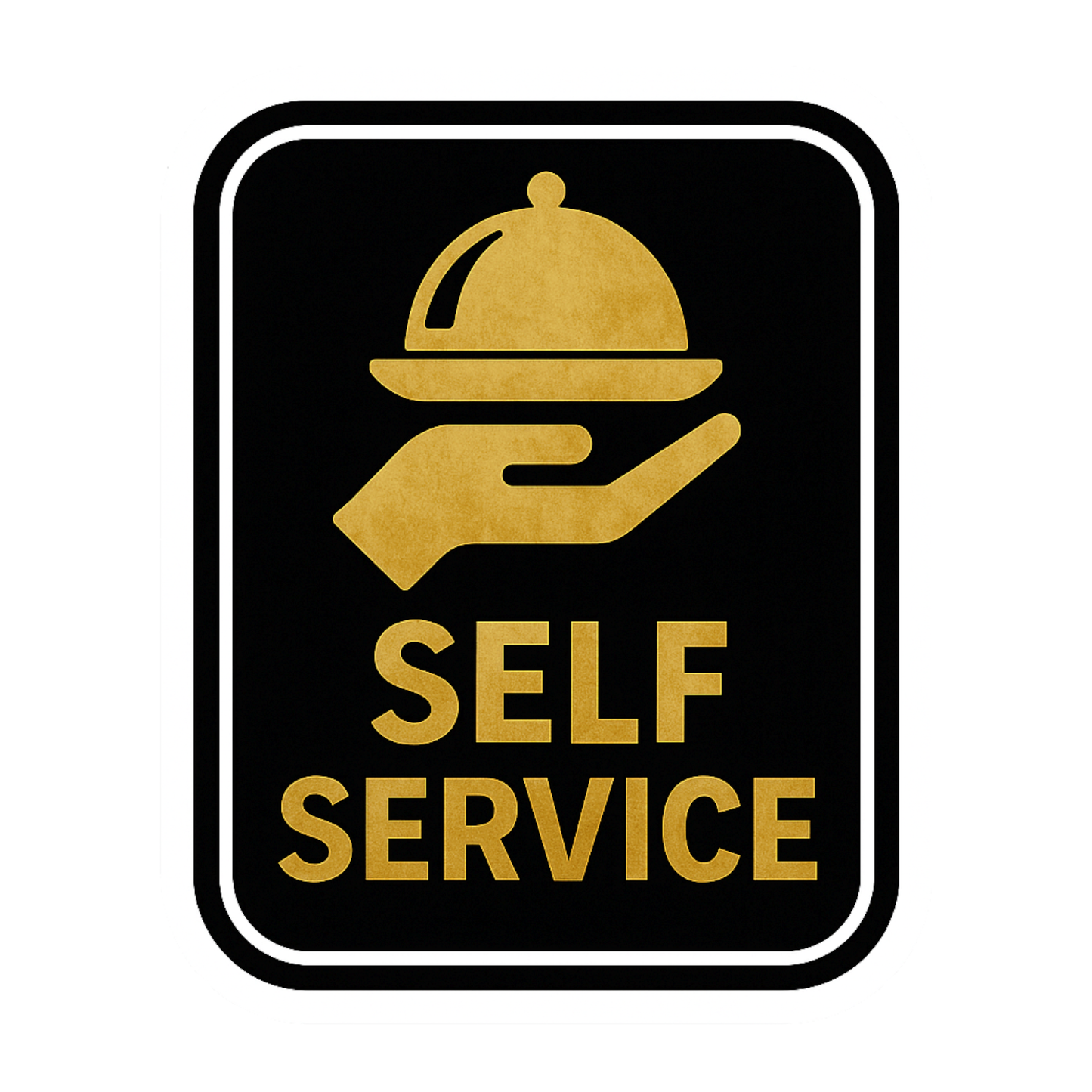 Smeeps Self Service Sticker – 12.2 x 15.24 cm Gold & Black Sign | Waterproof, Durable Vinyl for Cafes, Hotels & Restaurants