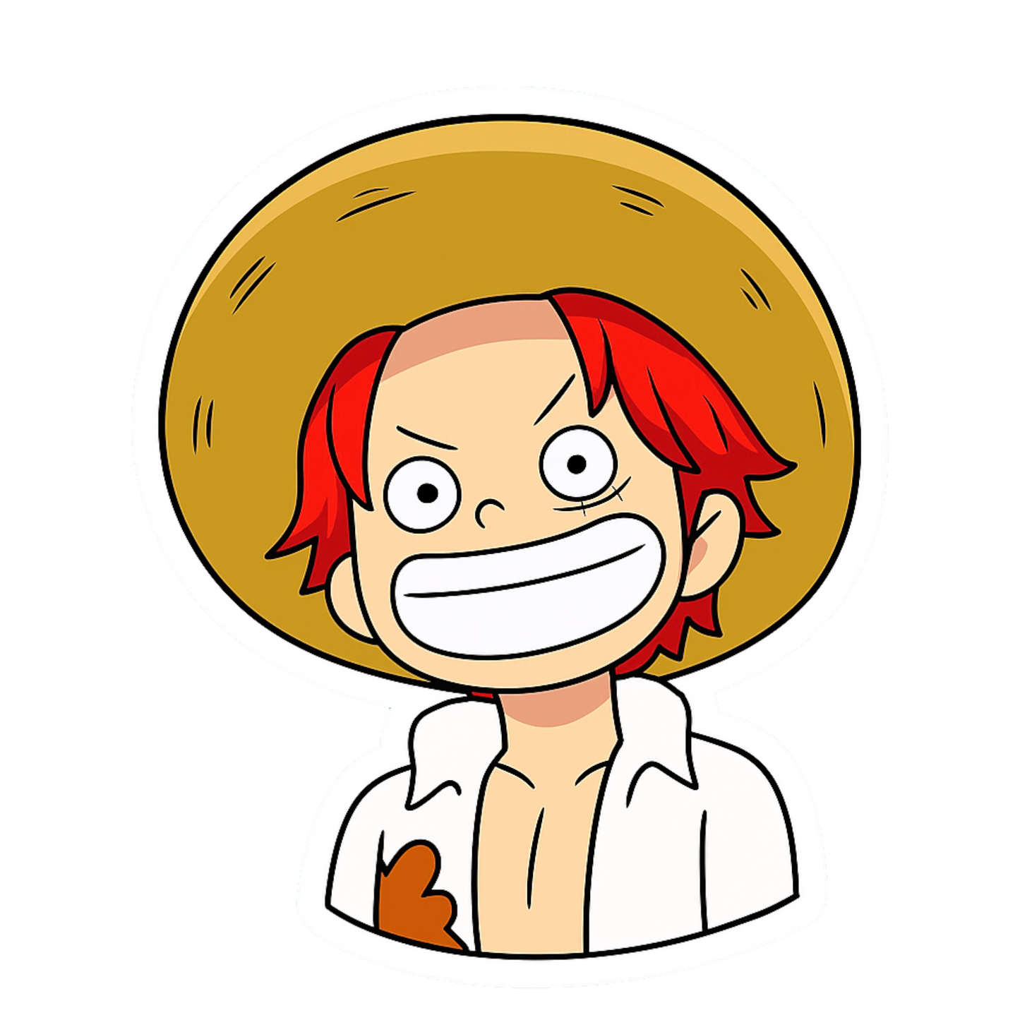 Smeeps Shanks Mini Face Sticker – 10.16 cm Car & Bike Vinyl Decal | Cute Red Hair Pirate Design | Waterproof & UV-Resistant