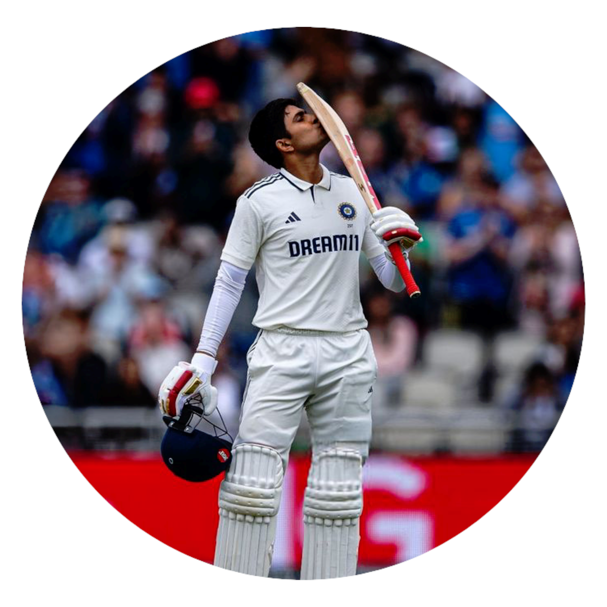 Smeeps Shubman Gill Sticker – 10.16 cm (4 Inch) India Test Jersey Vinyl Decal | Waterproof UV Resistant Round Sticker