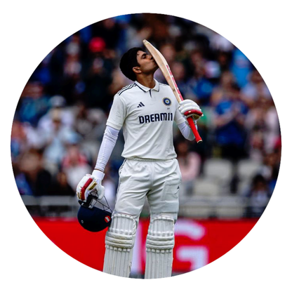 Smeeps Shubman Gill Sticker – 10.16 cm (4 Inch) India Test Jersey Vinyl Decal | Waterproof UV Resistant Round Sticker
