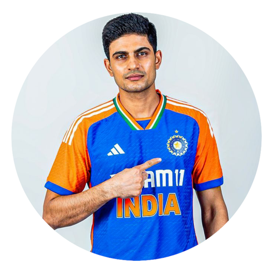 Smeeps Shubman Gill Sticker – 10.16 cm (4 Inch) Team India Jersey Vinyl Decal | Waterproof UV Resistant Round Cricket Fan Sticker