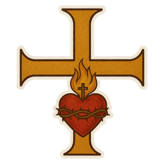 Smeeps Sacred Heart Cross Sticker – 11.69 x 10.16 cm Christian Holy Symbol Decal | Catholic Sacred Heart of Jesus | Waterproof & Durable Vinyl