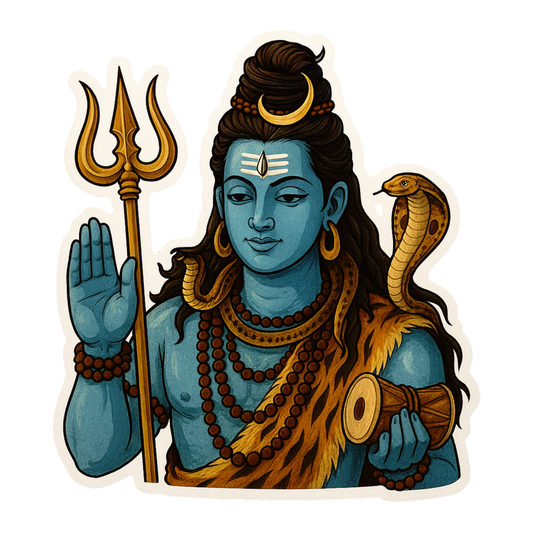 Smeeps Lord Shiva Sticker – 10.16 x 9.15 cm Mahadev Trishul & Damru Vinyl Decal | Hindu God Bholenath Sticker | Waterproof & UV-Resistant