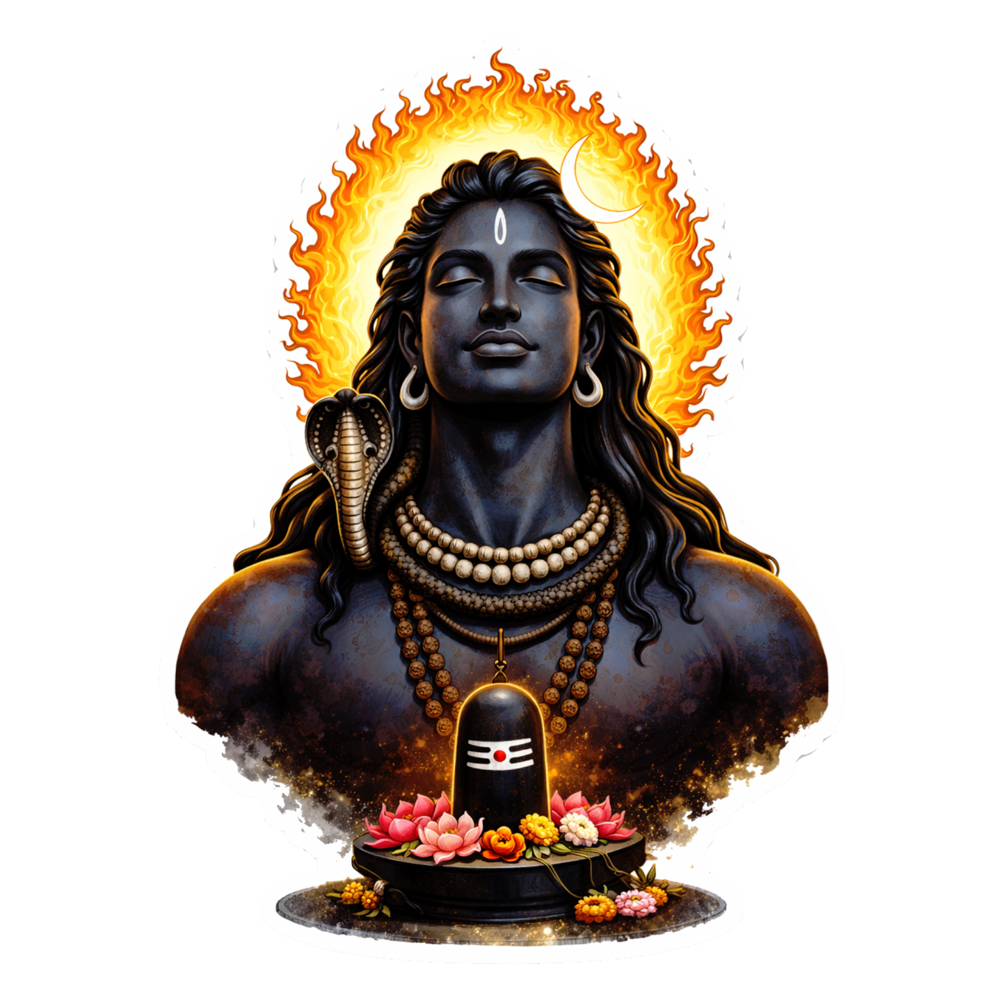 Smeeps Lord Shiva Meditation Sticker – 12.7 × 9.4 cm (5 × 3.7 Inch) Mahadev Trishul & Shivling Vinyl Decal for Car & Bike | Waterproof UV Resistant Religious Sticker