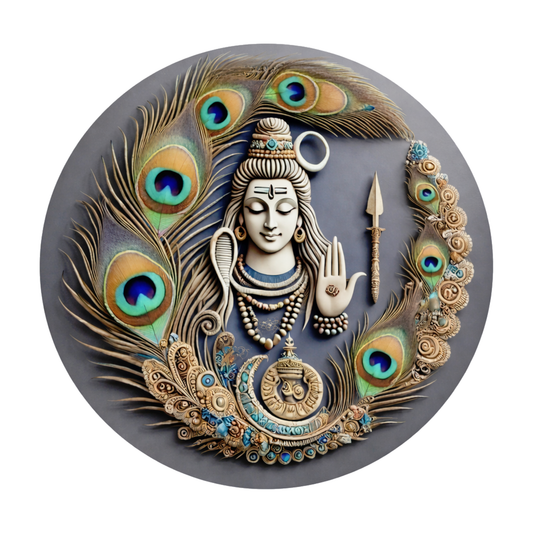 Smeeps Lord Shiva Circular Sticker – 10.16 × 10.16 cm (4 × 4 Inch) Spiritual Vinyl Decal for Car, Bike, Door & Wall | Waterproof UV Resistant Religious Sticker