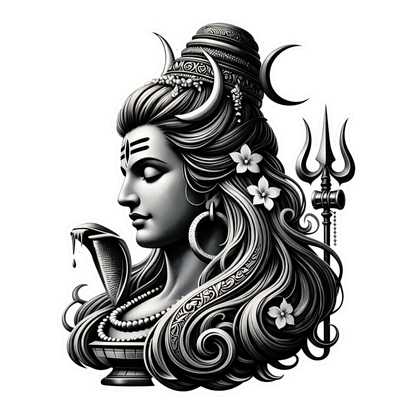 Smeeps Lord Shiva Vinyl Sticker – 9.15 × 11.43 cm (3.6 × 4.5 Inch) Premium Waterproof Mahadev Decal | Monochrome Shiv Portrait Design | UV Resistant Wash Proof | Pack of 1