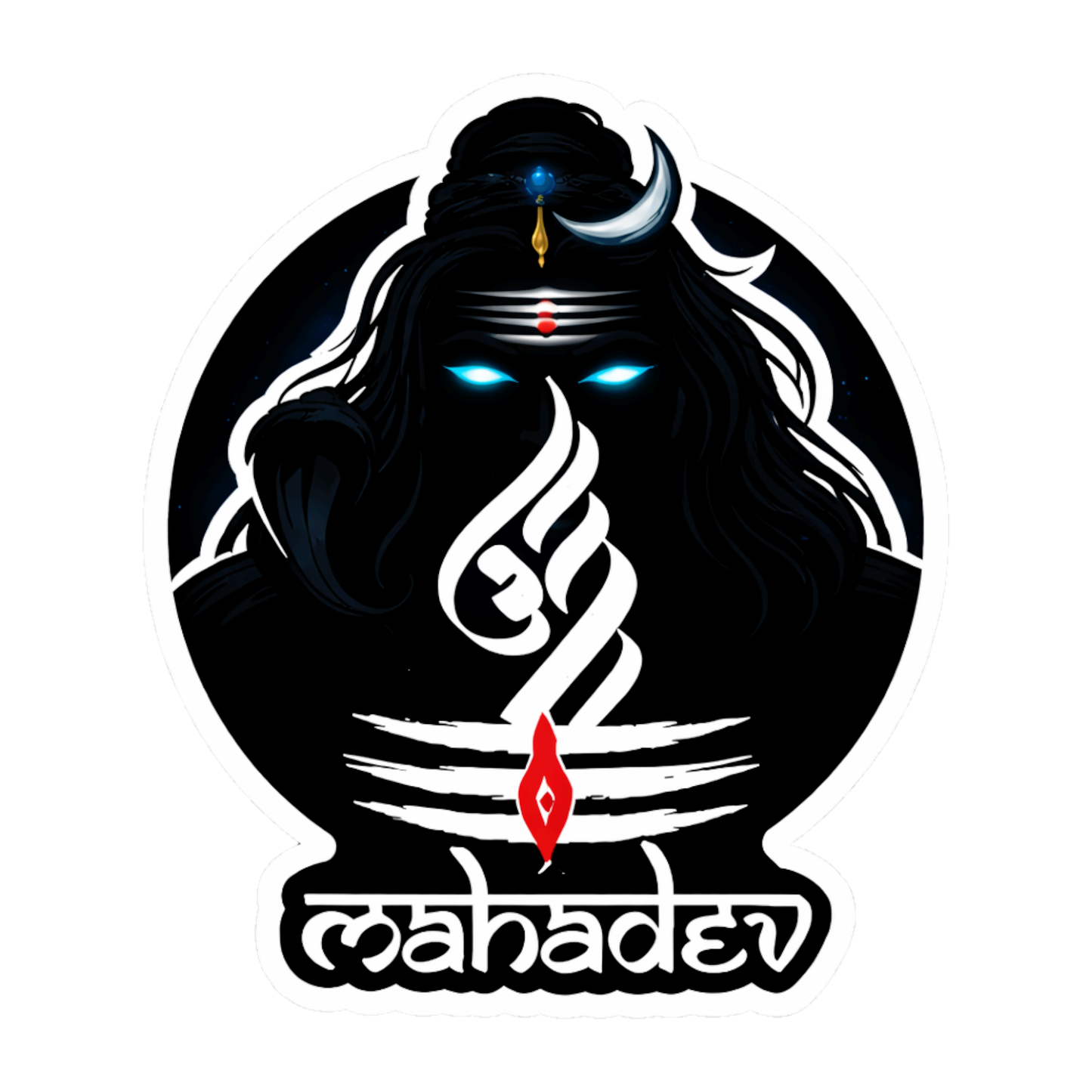 Smeeps Mahadev Vinyl Sticker – 9.66 × 11.43 cm (3.8 × 4.5 Inch) Premium Waterproof Shiva Decal | Dark Mahakal Trishul Design | UV Resistant Wash Proof | Pack of 1