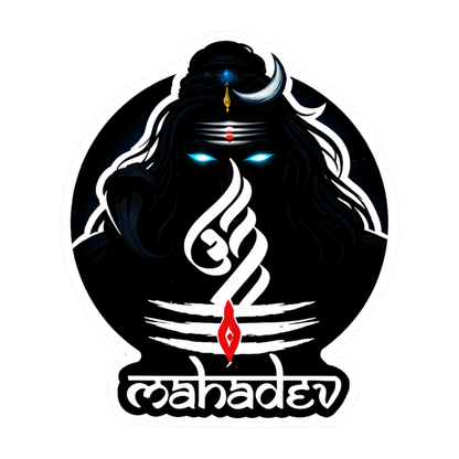 Smeeps Mahadev Vinyl Sticker – 9.66 × 11.43 cm (3.8 × 4.5 Inch) Premium Waterproof Shiva Decal | Dark Mahakal Trishul Design | UV Resistant Wash Proof | Pack of 1