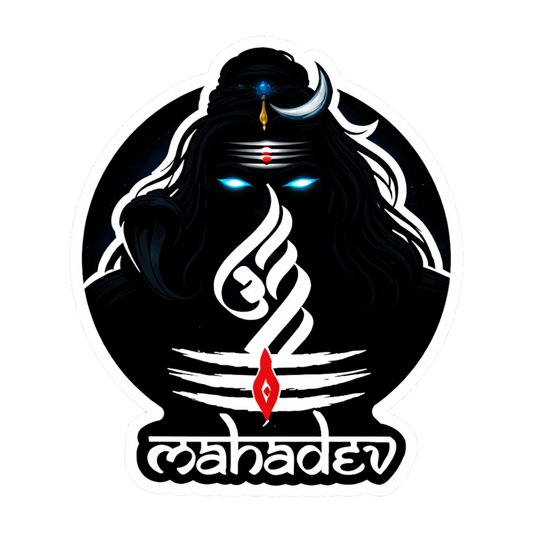 Smeeps Mahadev Vinyl Sticker – 9.66 × 11.43 cm (3.8 × 4.5 Inch) Premium Waterproof Shiva Decal | Dark Mahakal Trishul Design | UV Resistant Wash Proof | Pack of 1
