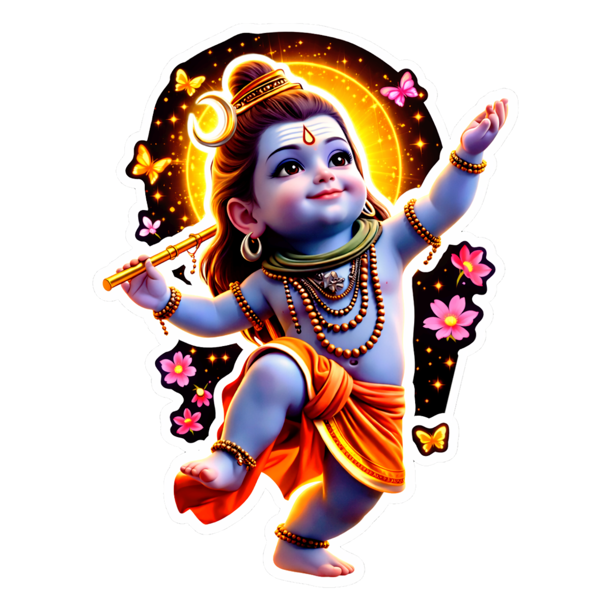 Smeeps Baby Shiva Vinyl Sticker – 10.16 × 10.16 cm (4 × 4 Inch) Waterproof Bike & Car Decal | Cute Bal Shiva Design | UV Resistant Wash Proof | Pack of 1