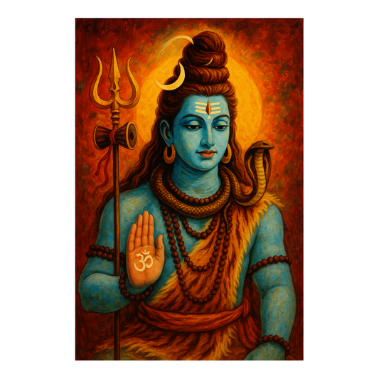 Smeeps Lord Shiva Wall Poster – Mahadev Trishul & Naga Artwork with Divine Aura | 30.48 x 45.72 cm Spiritual Home & Meditation Room Décor