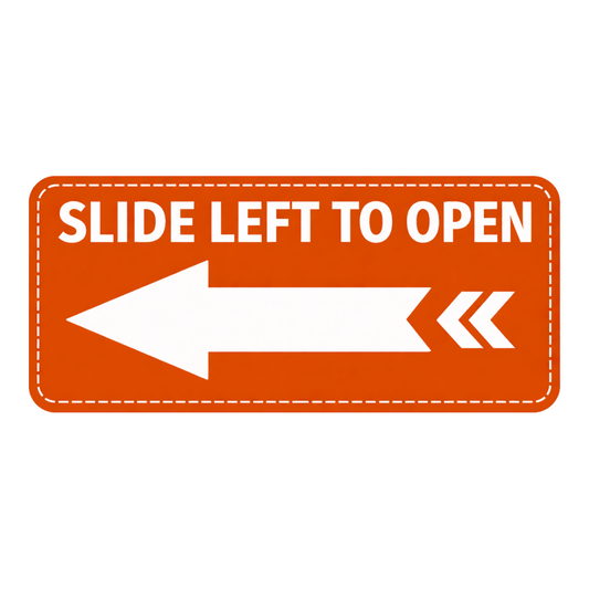 Smeeps Slide Left to Open Sticker – 15.24 × 6.6 cm (6 × 2.6 Inch) Door Direction Vinyl Sign | Waterproof UV Resistant Wash Proof Durable