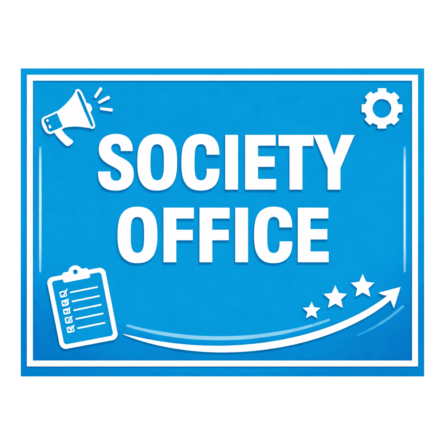 Smeeps Society Office Sticker – 12.7 × 9.66 cm (5 × 3.8 Inch) Office Name Plate Vinyl Sign | Waterproof UV Resistant Wash Proof Durable
