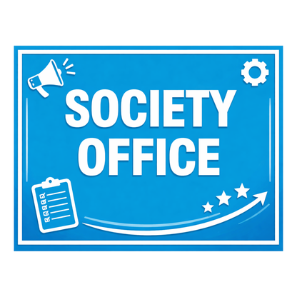 Smeeps Society Office Sticker – 12.7 × 9.66 cm (5 × 3.8 Inch) Office Name Plate Vinyl Sign | Waterproof UV Resistant Wash Proof Durable