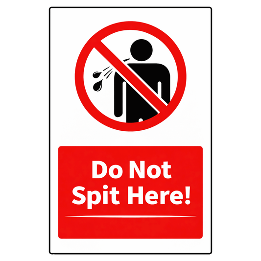 Smeeps Do Not Spit Here Sticker – 13.97 × 9.15 cm (5.5 × 3.6 Inch) No Spitting Warning Vinyl Sign | Waterproof UV Resistant Wash Proof Durable