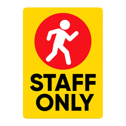 Smeeps Staff Only Sticker – 13.97 x 10.16 cm Safety Door Sign | Bold Yellow Warning Label | Waterproof & Durable Vinyl