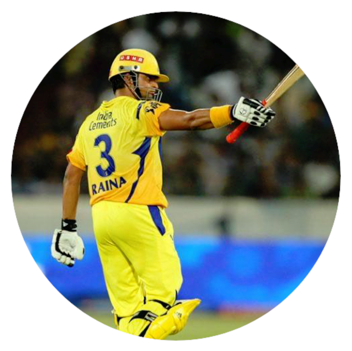 Smeeps Suresh Raina Sticker – 10.16 cm (4 Inch) Indian Cricket Legend Fan Vinyl Decal | Waterproof UV Resistant Round Car & Bike Sticker