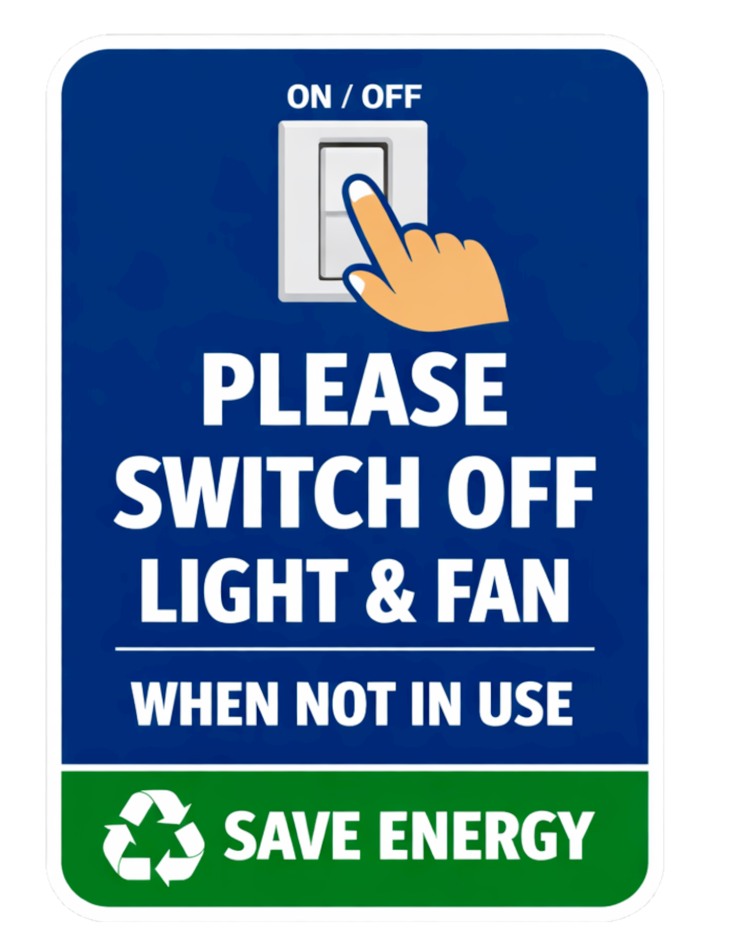 Smeeps Please Switch Off Light & Fan Sticker – 20.32 × 14 cm (8 × 5.5 Inch) Waterproof Vinyl Energy Saving Notice Sign | UV Resistant Washproof Office & Home Awareness Sticker | Pack of 1