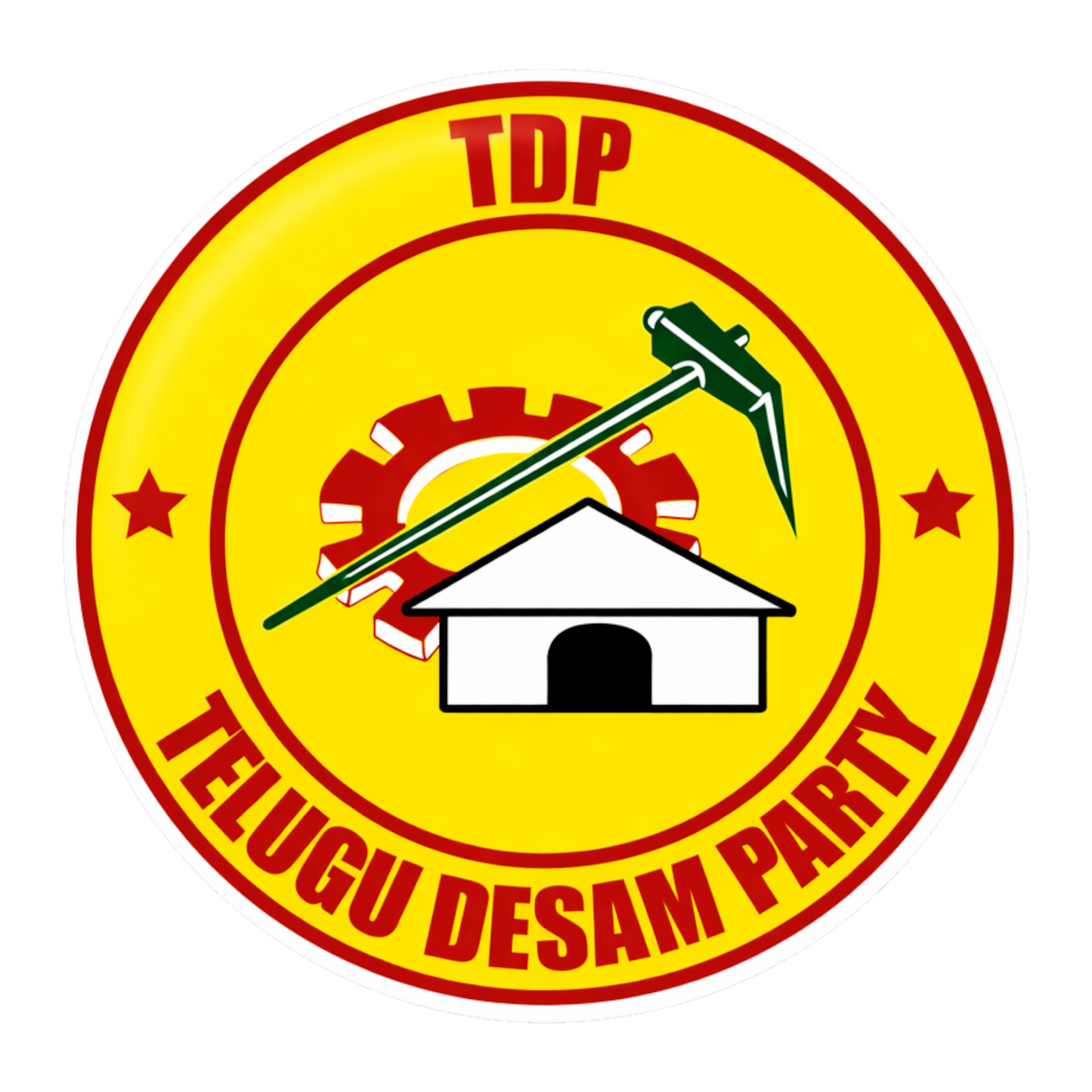 Smeeps TDP Telugu Desam Party Symbol Round Vinyl Sticker – 10.16 × 10.16 cm (4 × 4 Inch) Political Car Bike Helmet Sticker | Waterproof UV Resistant Wash Proof | Pack of 1