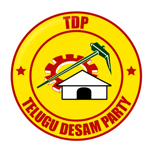 Smeeps TDP Telugu Desam Party Symbol Round Vinyl Sticker – 10.16 × 10.16 cm (4 × 4 Inch) Political Car Bike Helmet Sticker | Waterproof UV Resistant Wash Proof | Pack of 1