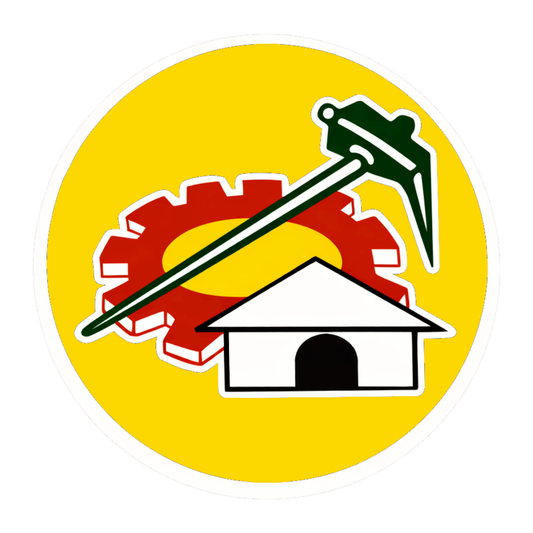 Smeeps TDP Party Symbol Round Vinyl Sticker – 10.16 × 10.16 cm (4 × 4 Inch) Telugu Desam Political Car Bike Helmet Sticker | Waterproof UV Resistant Wash Proof | Pack of 1