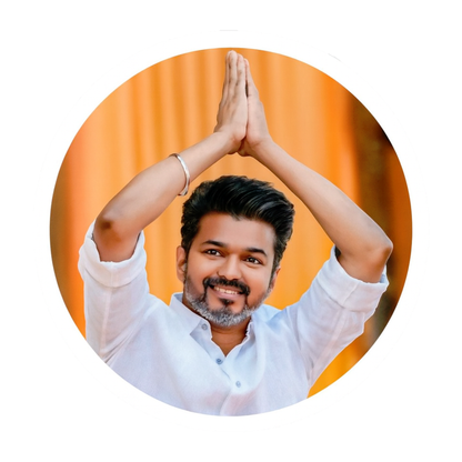 Smeeps Vijay Greeting Pose Sticker – 11.43 x 11.43 cm Round Vinyl Decal | Greeting Pose Design | Waterproof & Durable