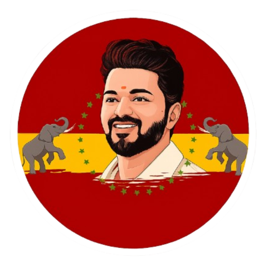 TVK Bike Sticker – 7.62 x 7.62 cm | Bold Red Background with Leader & Elephant Graphic | Ideal for Bike Tanks or Side Panels