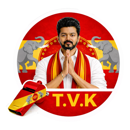 Smeeps Vijay TVK Circular Car Sticker – 10.42 × 10.42 cm (4.1 × 4.1 Inch) Premium Vinyl Decal | T.V.K Logo Design | Waterproof UV Resistant Wash Proof | Pack of 1