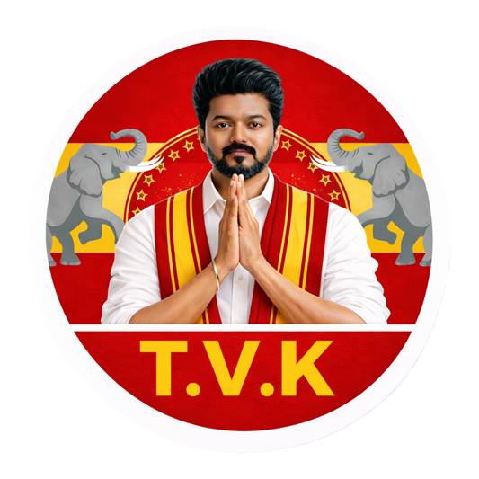Smeeps Vijay TVK Circular Car Sticker – 10.16 × 10.16 cm (4 × 4 Inch) Premium Vinyl Decal | Thamizaga Vettri Kazhagam T.V.K Design | Waterproof UV Resistant Wash Proof | Pack of 1