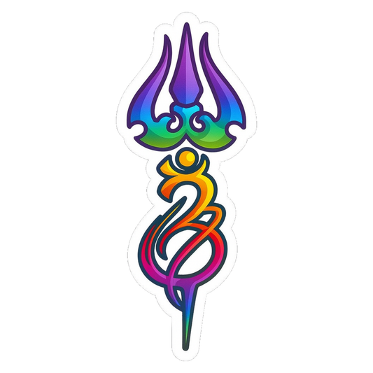 Smeeps Thirisoolam Om Sticker – 14 x 6.35 cm Vibrant Trishul Design | Sacred Hindu Symbol Decal | Waterproof & Fade Resistant for Cars