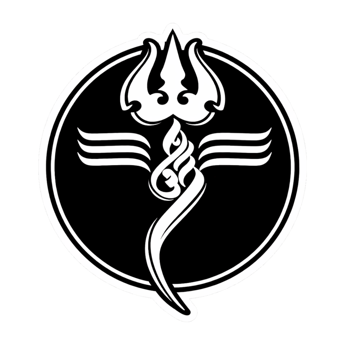 Smeeps Mahadev Trishul Symbol Vinyl Sticker – 11.43 × 10.16 cm (4.5 × 4 Inch) Waterproof Bike & Car Decal | Shiva Logo Design | UV Resistant Wash Proof | Pack of 1