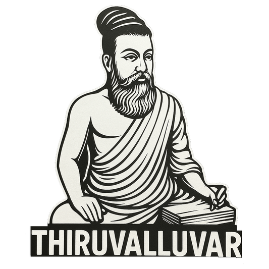 Smeeps Thiruvalluvar Car Sticker – Classic Monochrome Tamil Design – 7.62 x 10.16 cm | Premium Vinyl Decal for Cars