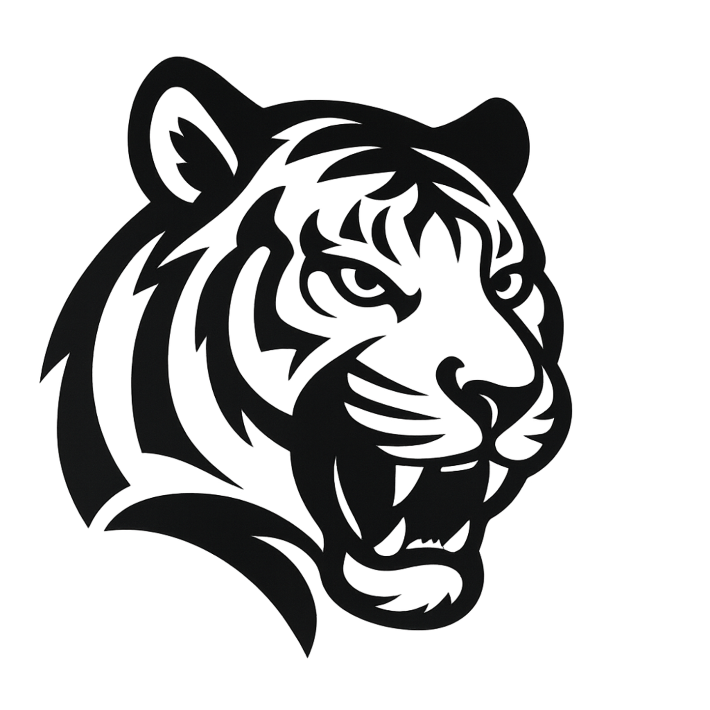 Smeeps Tiger Head Sticker – 8.89 x 7.62 cm Car & Bike Vinyl Decal | Bold Wildcat Design | Waterproof & Durable Black Graphic