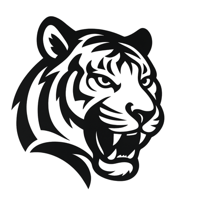 Smeeps Tiger Head Sticker – 8.89 x 7.62 cm Car & Bike Vinyl Decal | Bold Wildcat Design | Waterproof & Durable Black Graphic