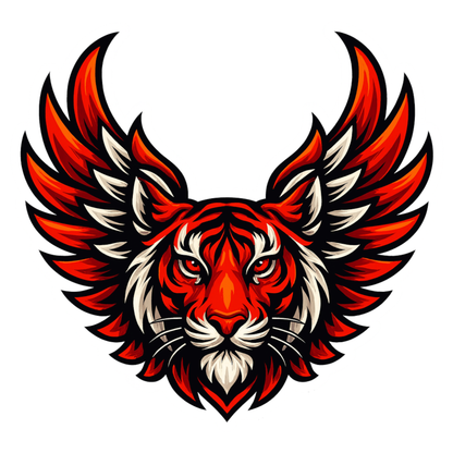 Smeeps Winged Tiger Sticker – 13.97 x 14.74 cm Car & Bike Vinyl Decal | Majestic Red Tiger Head with Wings | Waterproof & Durable Design