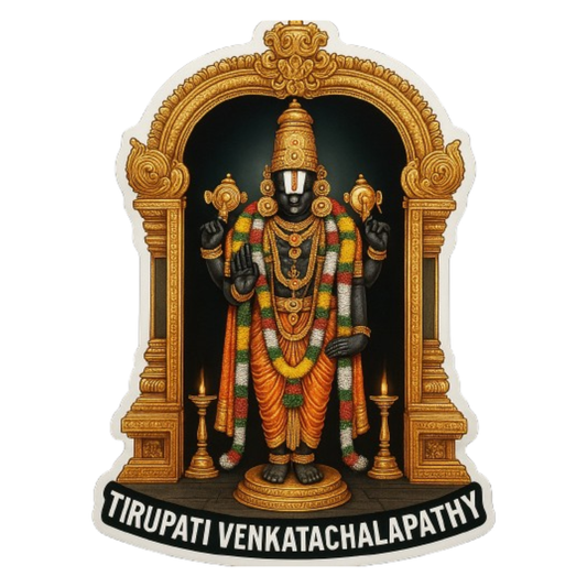 Smeeps Tirupati Venkatachalapathy Car Sticker – Divine Temple Arch Design – 7.62 x 11.43 cm | Premium Vinyl Decal for Cars