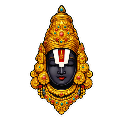 Smeeps Lord Balaji Face Sticker – 11.43 × 6.60 cm (4.5 × 2.6 Inch) Hindu Religious Vinyl Decal for Car & Bike | Waterproof UV Resistant Tirupati God Sticker
