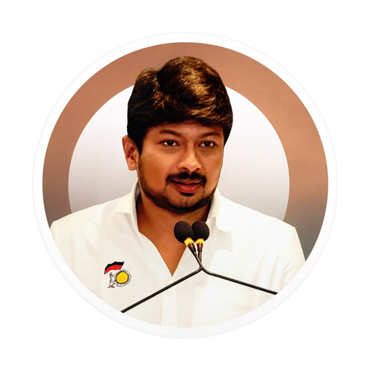 Smeeps Udhayanidhi Stalin Sticker – Premium Round Political Sticker | 10.16 cm Vinyl Decal | Waterproof & UV Resistant DMK Supporter Sticker