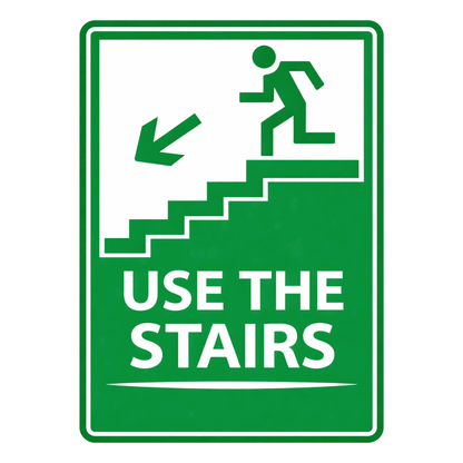 Smeeps Use The Stairs Sticker – 13.97 × 10.16 cm (5.5 × 4 Inch) Staircase Direction Safety Vinyl Sign | Waterproof UV Resistant Wash Proof Durable